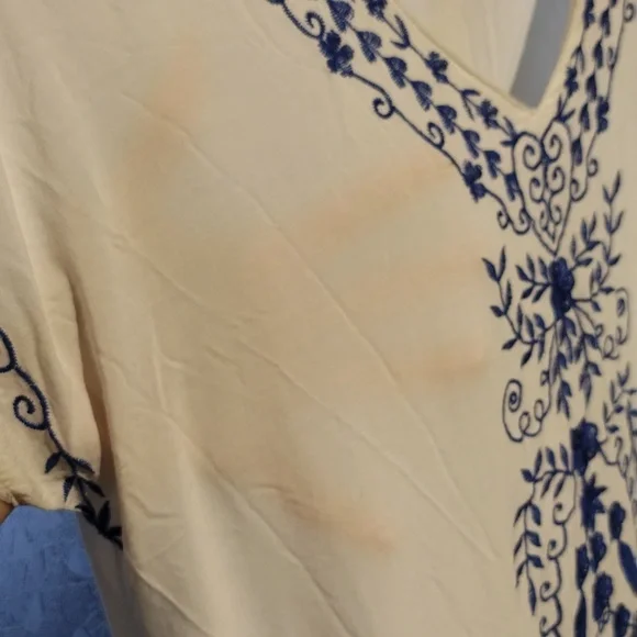 Embroidered Blue And White Cover Up - Picture 13 of 13